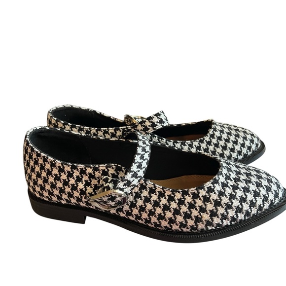 Asos Black White Herringbone Fabric Flats - Picture 4 of 7